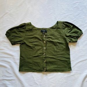 Short Sleeve Button Down Cropped Top